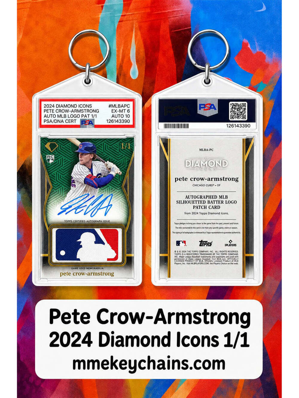 9999 Pete Crow-Armstrong 2024 Diamond Icons Logo Patch Auto 1/1 Custom Keychain